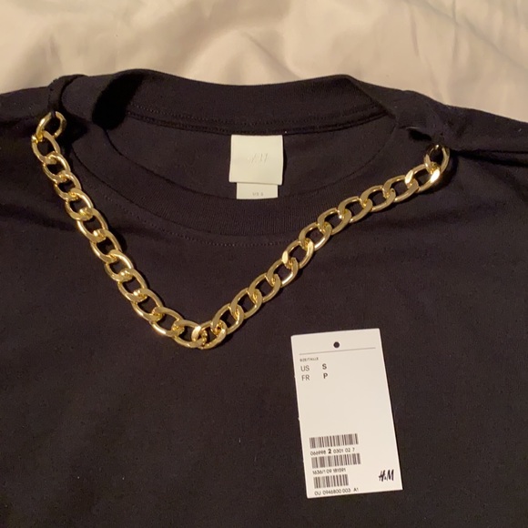 TEE-SHIRT DRESS WITH GOLD CHAIN -H&M - Picture 3 of 3